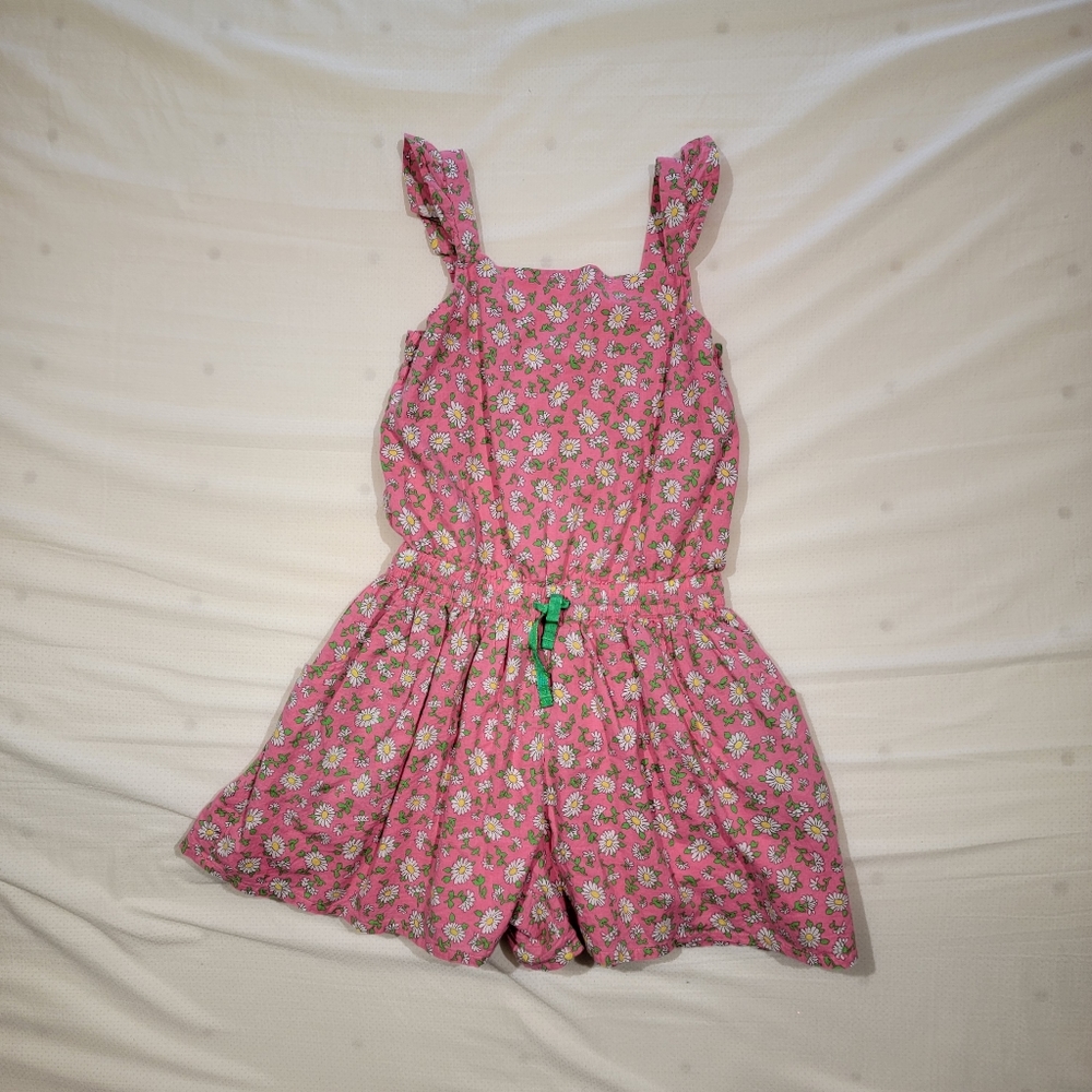 Mini Boden floral cotton romper, size 9-10.